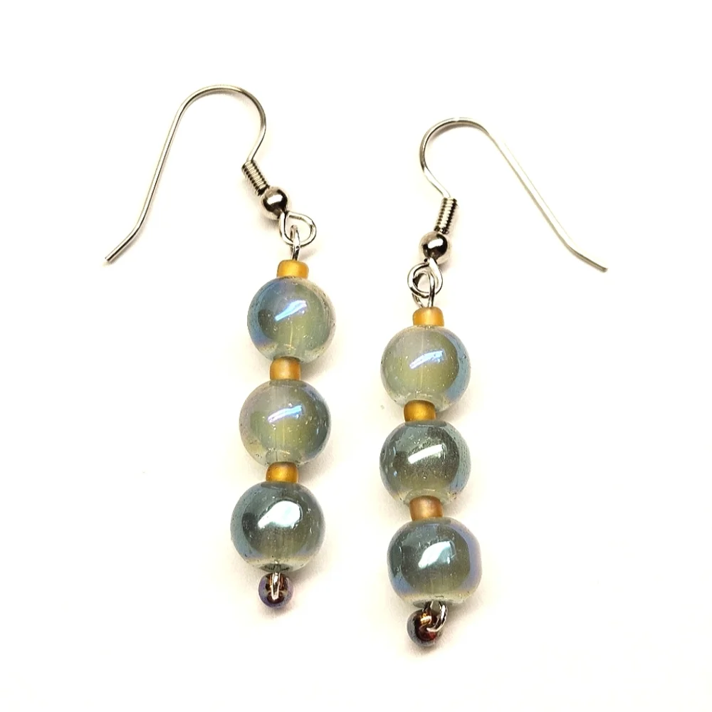 Green and Blue Beaded Earrings
